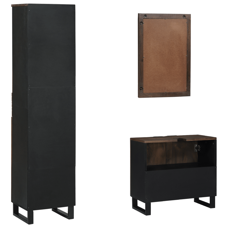 Casa si Gradina - Mobilier - Seturi de mobilier - Seturi baie - Set de mobilier pentru baie 3 pcs Maro Nuc 38 x 33 x 160 cm - Infinity.ro