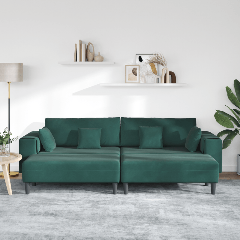 Casa si Gradina - Mobilier - Canapele si coltare - Canapele - Canapea din catifea cu perna cu perna 3 pcs Verde inchis 208 cm Catifea - Infinity.ro