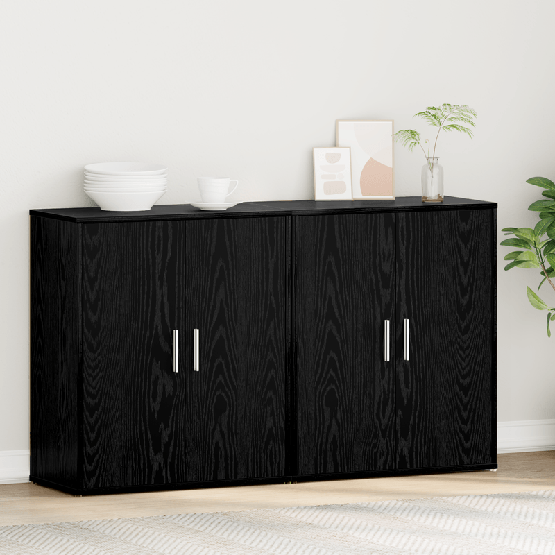 Casa si Gradina - Mobilier - Comode si corpuri - Comode - Bufet cu raft 2 pcs Stejar negru 60 x 31 x 70 cm Lemn compozit - Infinity.ro