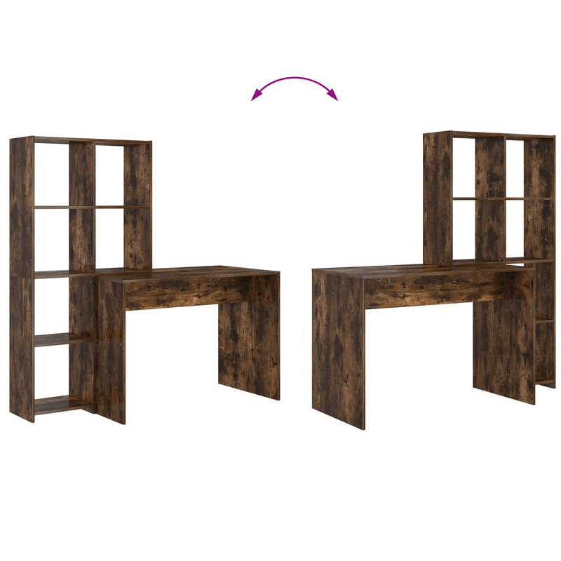 Casa si Gradina - Mobilier - Mese si birouri - Birouri - Birou cu raft Stejar afumat 138.5 x 55 x 143 cm Lemn compozit - Infinity.ro