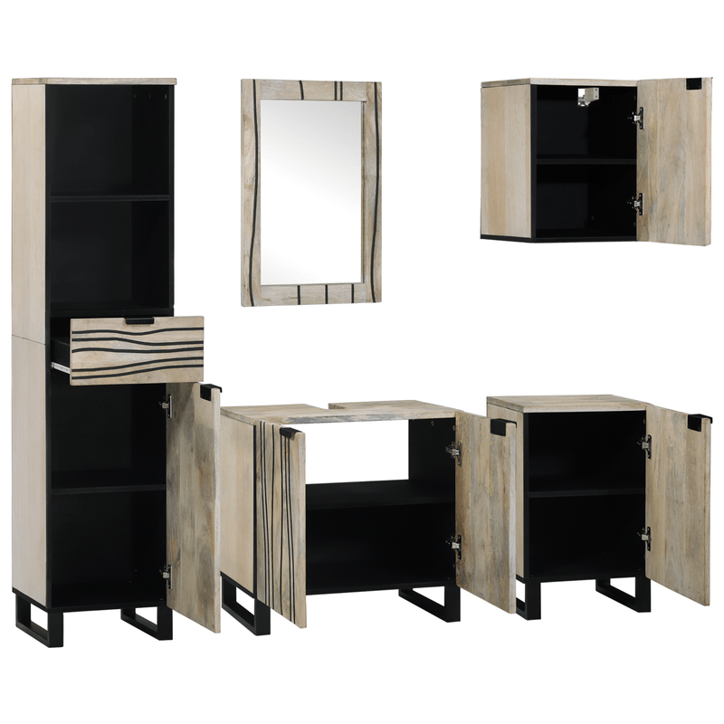 Casa si Gradina - Mobilier - Seturi de mobilier - Seturi baie - Set de mobilier pentru baie 5 pcs Maro Nuc 38 x 33 x 160 cm - Infinity.ro