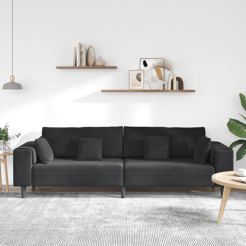 Casa si Gradina - Mobilier - Canapele si coltare - Canapele - Canapea din catifea cu perna cu perna Negru 208 cm Catifea - Infinity.ro