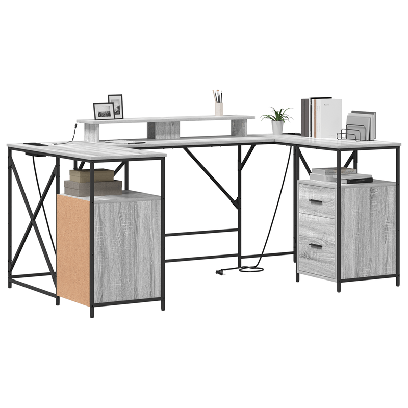 Casa si Gradina - Mobilier - Mese si birouri - Birouri - Birou cu sertar Gri sonoma 182 x 101 x 87.5 cm Lemn compozit - Infinity.ro