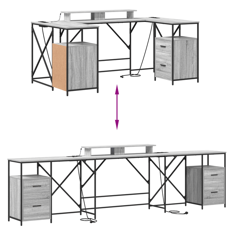 Casa si Gradina - Mobilier - Mese si birouri - Birouri - Birou cu sertar Gri sonoma 182 x 101 x 87.5 cm Lemn compozit - Infinity.ro