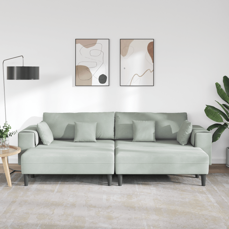 Casa si Gradina - Mobilier - Canapele si coltare - Canapele - Canapea din catifea cu perna cu perna 3 pcs Gri deschis 208 cm Catifea - Infinity.ro