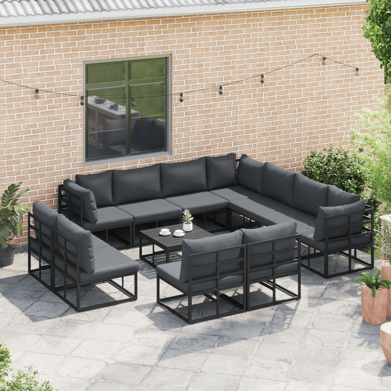 Casa si Gradina - Gradina si terasa - Mobilier exterior - Seturi mobila gradina - Set de canapele pentru gradina 11 pcs Negru 70 x 70 x 32 cm - Infinity.ro