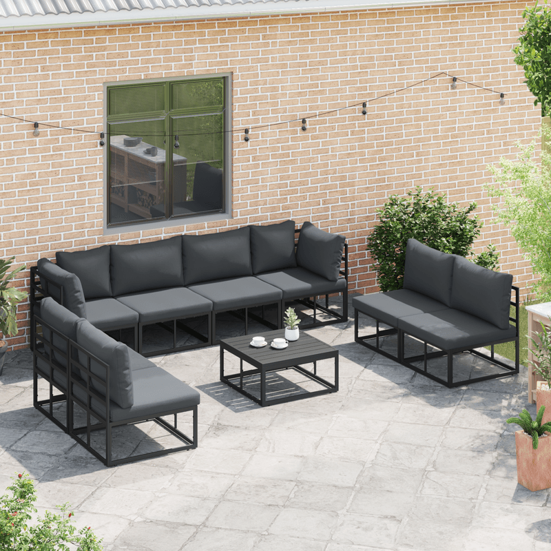 Casa si Gradina - Gradina si terasa - Mobilier exterior - Seturi mobila gradina - Set de canapele pentru gradina 8 pcs Negru 283 x 71.5 x 71 cm - Infinity.ro