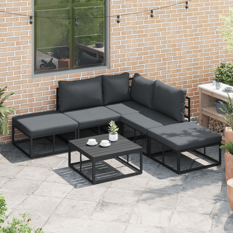 Casa si Gradina - Gradina si terasa - Mobilier exterior - Seturi mobila gradina - Set de canapele pentru gradina 6 pcs Negru 70 x 70 x 32 cm - Infinity.ro