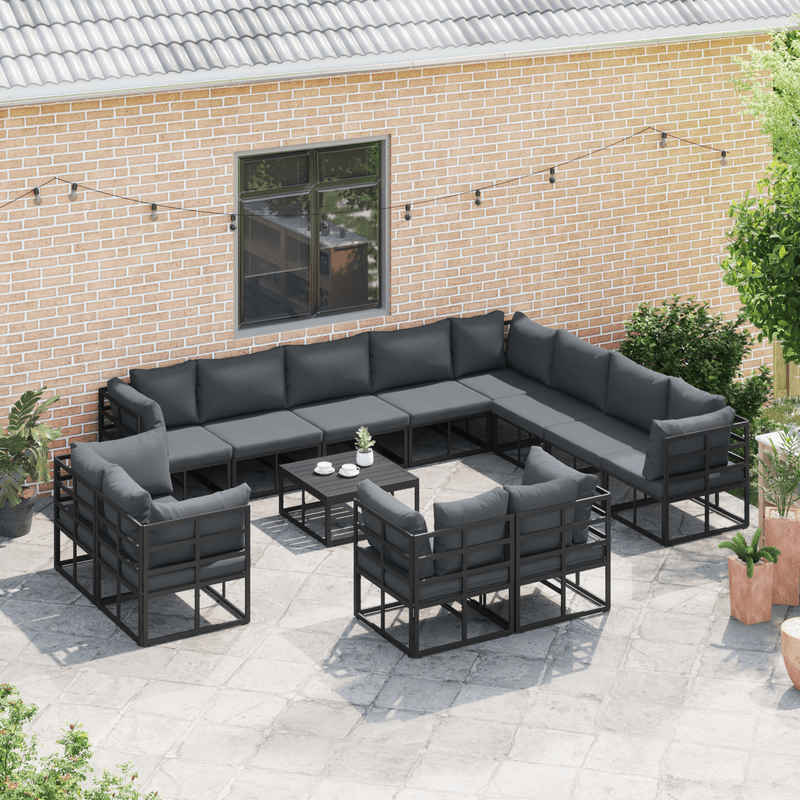Casa si Gradina - Gradina si terasa - Mobilier exterior - Seturi mobila gradina - Set de canapele pentru gradina 13 pcs Negru 70 x 70 x 32 cm - Infinity.ro