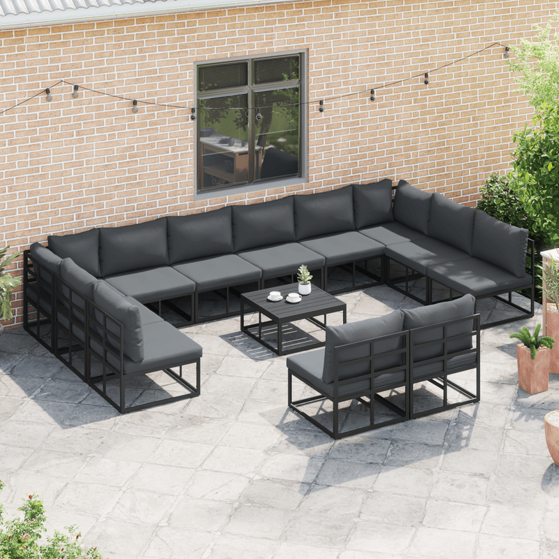 Casa si Gradina - Gradina si terasa - Mobilier exterior - Seturi mobila gradina - Set de canapele pentru gradina 12 pcs Negru 423 x 211.5 x 71 cm - Infinity.ro