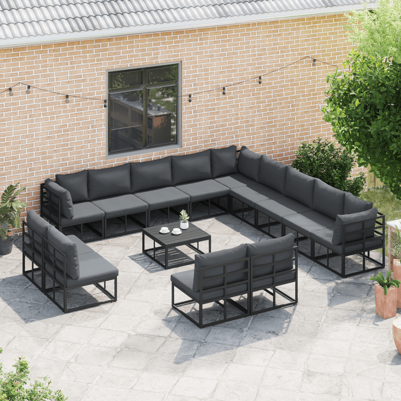 Casa si Gradina - Gradina si terasa - Mobilier exterior - Seturi mobila gradina - Set de canapele pentru gradina 14 pcs Negru 70 x 70 x 32 cm - Infinity.ro