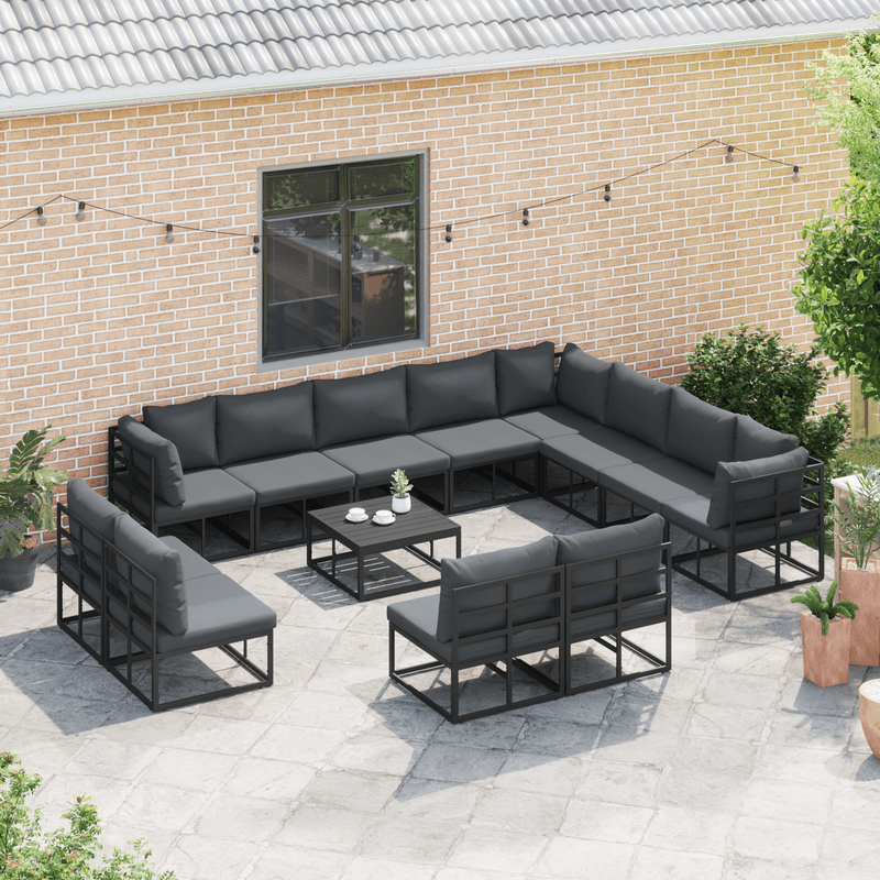Casa si Gradina - Gradina si terasa - Mobilier exterior - Seturi mobila gradina - Set de canapele pentru gradina 13 pcs Negru 70 x 70 x 32 cm - Infinity.ro