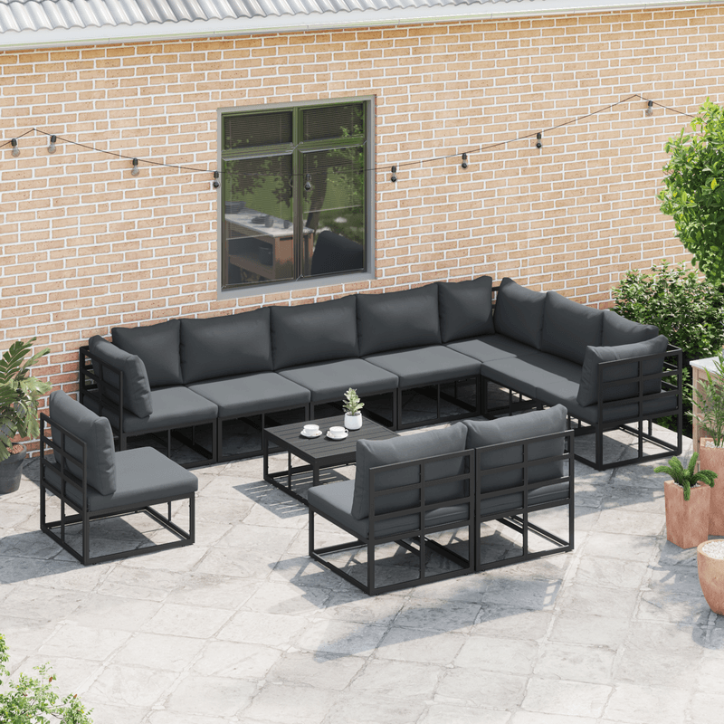 Casa si Gradina - Gradina si terasa - Mobilier exterior - Seturi mobila gradina - Set de canapele pentru gradina 10 pcs Negru 353 x 283 x 71 cm - Infinity.ro