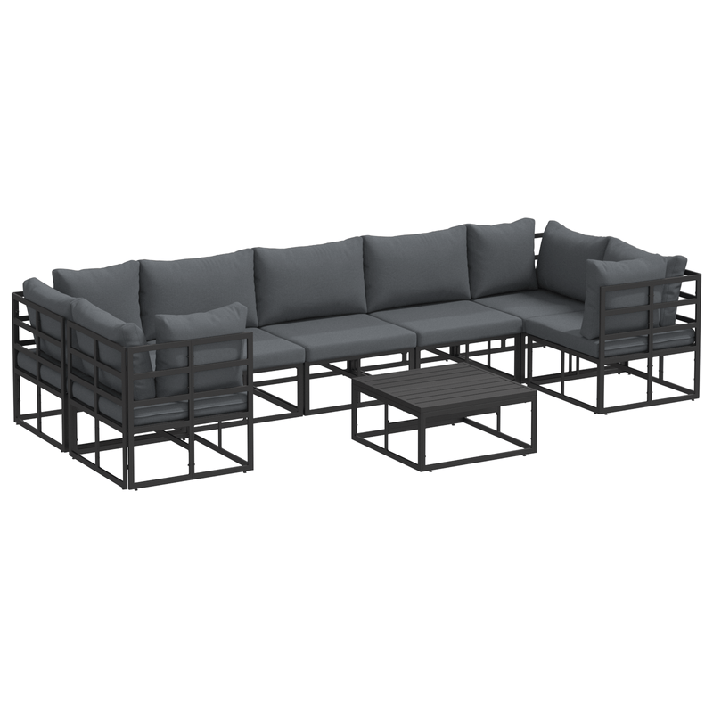 Casa si Gradina - Gradina si terasa - Mobilier exterior - Seturi mobila gradina - Set de canapele pentru gradina 8 pcs Negru Aluminiu - Infinity.ro