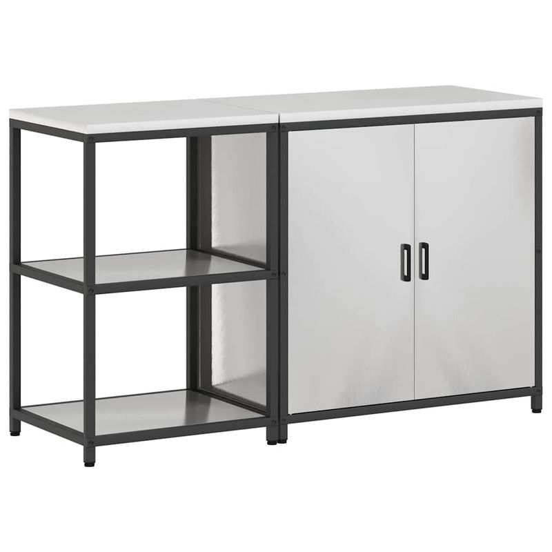 Casa si Gradina - Mobilier - Comode si corpuri - Corpuri bucatarie - Set de depozitare pentru bucatarie cu raft cu depozitare Ajustabil 2 pcs Argintiu - Infinity.ro