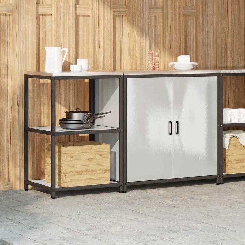 Casa si Gradina - Mobilier - Comode si corpuri - Corpuri bucatarie - Set de depozitare pentru bucatarie cu raft cu depozitare Ajustabil 2 pcs Argintiu - Infinity.ro