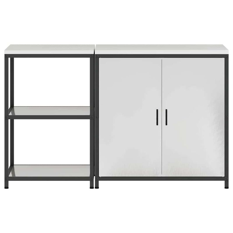 Casa si Gradina - Mobilier - Comode si corpuri - Corpuri bucatarie - Set de depozitare pentru bucatarie cu raft cu depozitare Ajustabil 2 pcs Argintiu - Infinity.ro