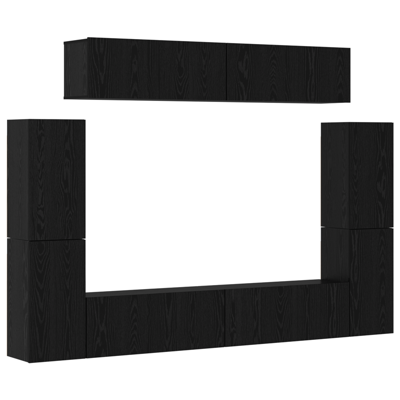 Casa si Gradina - Mobilier - Comode si corpuri - Comode - Set comoda TV cu raft 8 pcs Stejar negru 80 x 30 x 30.5 cm - Infinity.ro
