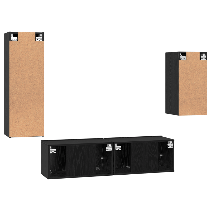 Casa si Gradina - Mobilier - Seturi de mobilier - Seturi living - Set cabinet TV cu raft 4 pcs Stejar negru 30.5 x 30 x 90 cm - Infinity.ro