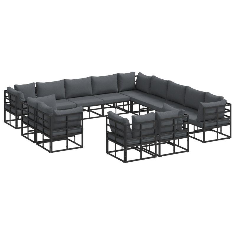 Casa si Gradina - Gradina si terasa - Mobilier exterior - Seturi mobila gradina - Set de canapele pentru gradina 13 pcs Negru 353 x 353 x 71 cm - Infinity.ro