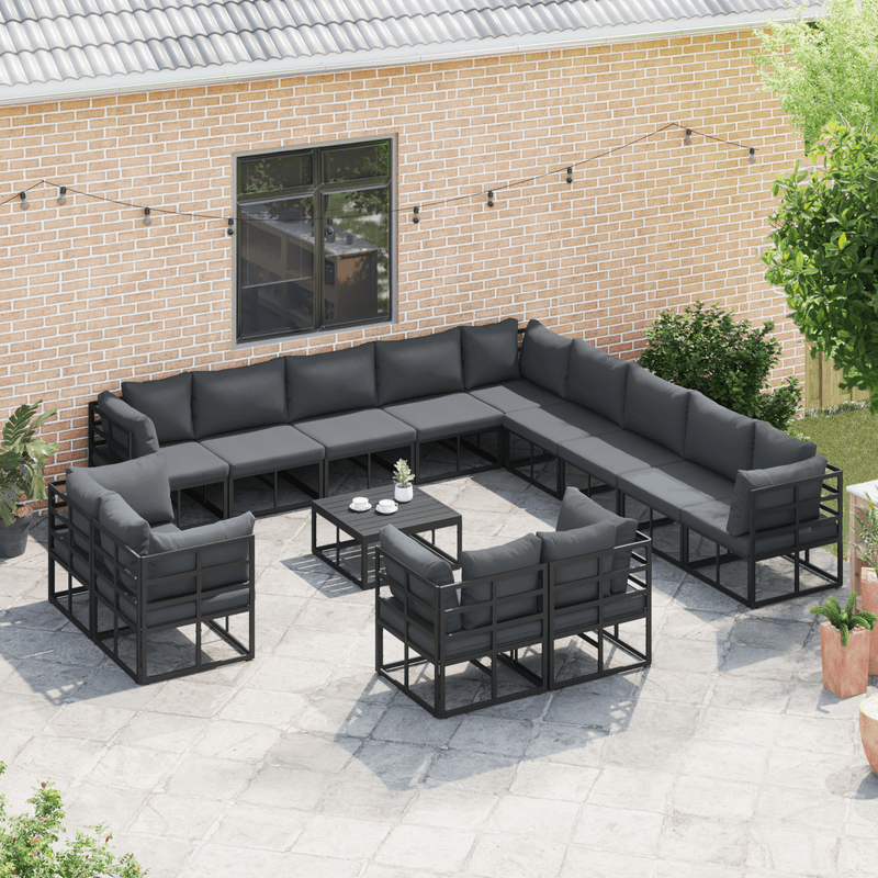 Casa si Gradina - Gradina si terasa - Mobilier exterior - Seturi mobila gradina - Set de canapele pentru gradina 13 pcs Negru 353 x 353 x 71 cm - Infinity.ro