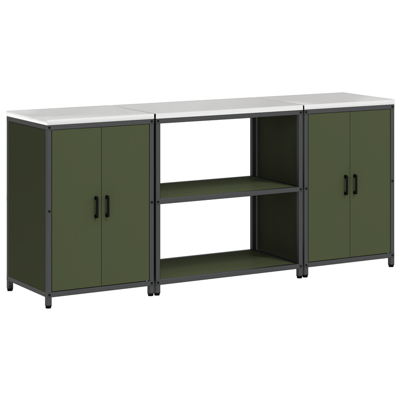 Casa si Gradina - Mobilier - Comode si corpuri - Corpuri bucatarie - Set de depozitare pentru bucatarie cu raft 3 pcs Verde masliniu - Infinity.ro