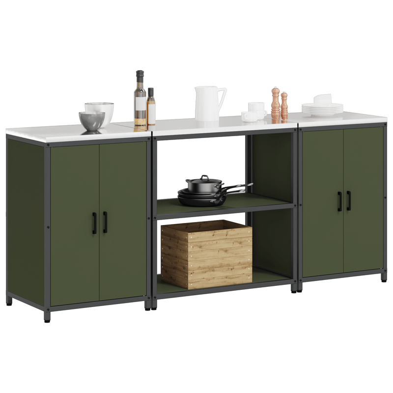 Casa si Gradina - Mobilier - Comode si corpuri - Corpuri bucatarie - Set de depozitare pentru bucatarie cu raft 3 pcs Verde masliniu - Infinity.ro