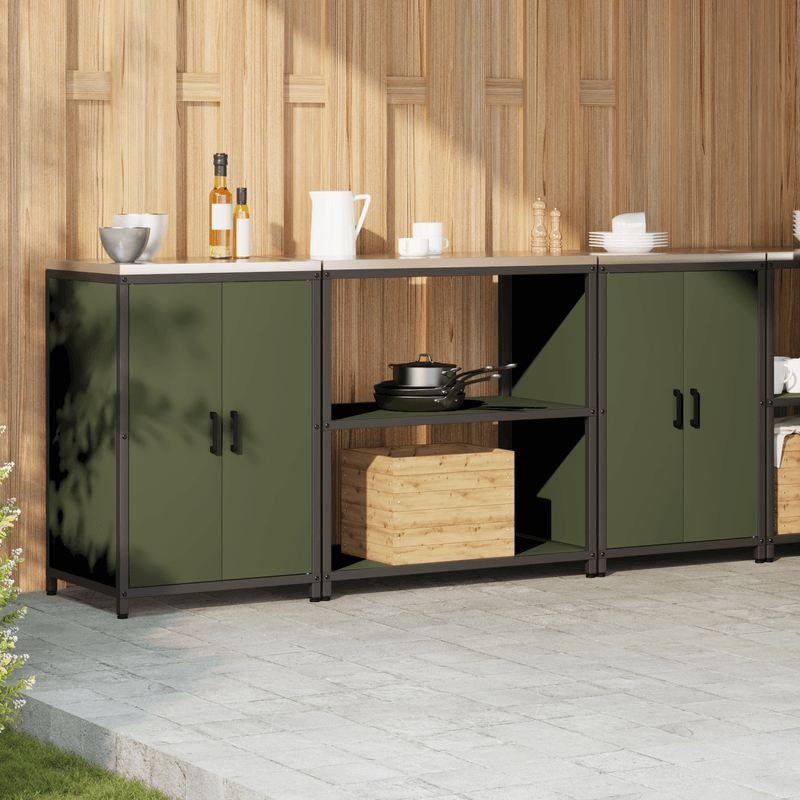Casa si Gradina - Mobilier - Comode si corpuri - Corpuri bucatarie - Set de depozitare pentru bucatarie cu raft 3 pcs Verde masliniu - Infinity.ro