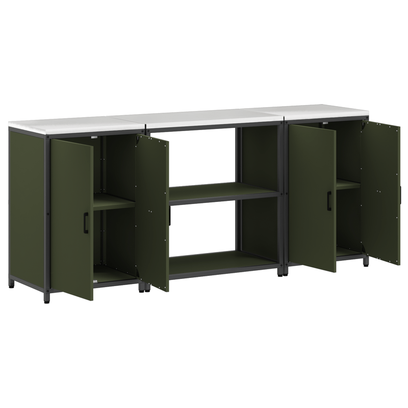 Casa si Gradina - Mobilier - Comode si corpuri - Corpuri bucatarie - Set de depozitare pentru bucatarie cu raft 3 pcs Verde masliniu - Infinity.ro