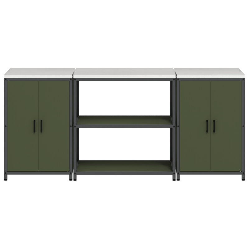 Casa si Gradina - Mobilier - Comode si corpuri - Corpuri bucatarie - Set de depozitare pentru bucatarie cu raft 3 pcs Verde masliniu - Infinity.ro