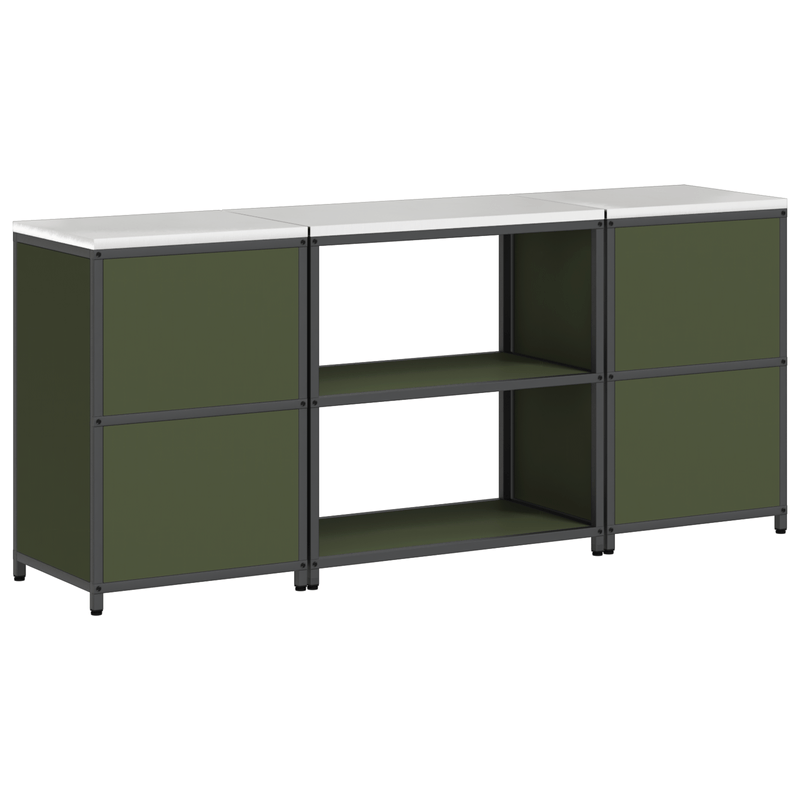 Casa si Gradina - Mobilier - Comode si corpuri - Corpuri bucatarie - Set de depozitare pentru bucatarie cu raft 3 pcs Verde masliniu - Infinity.ro