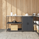Casa si Gradina - Mobilier - Comode si corpuri - Corpuri bucatarie - Set de depozitare pentru bucatarie cu raft cu depozitare cu usa Ajustabil 2 pcs Antracit - Infinity.ro
