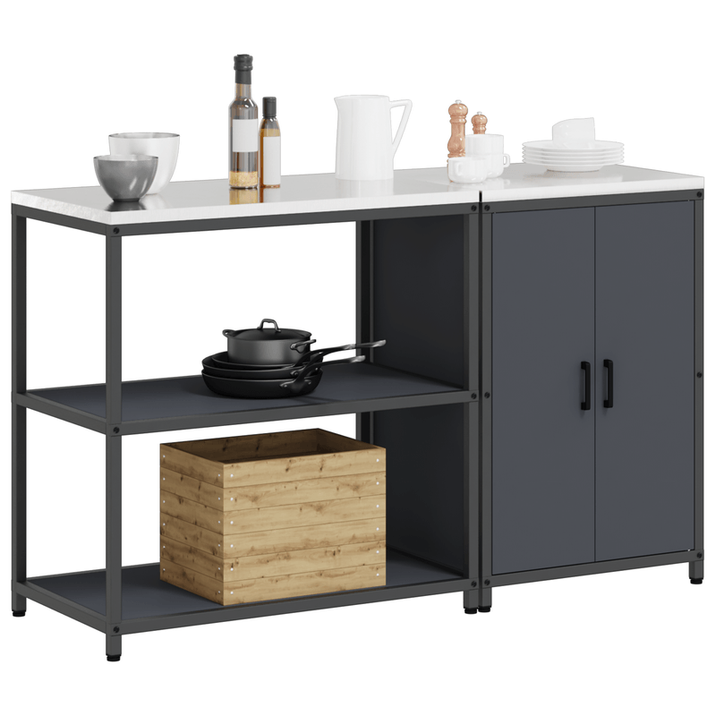 Casa si Gradina - Mobilier - Comode si corpuri - Corpuri bucatarie - Set de depozitare pentru bucatarie cu raft cu depozitare cu usa Ajustabil 2 pcs Antracit - Infinity.ro