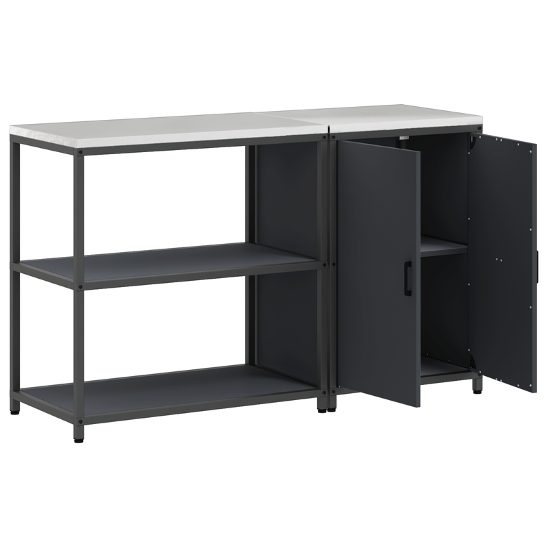 Casa si Gradina - Mobilier - Comode si corpuri - Corpuri bucatarie - Set de depozitare pentru bucatarie cu raft cu depozitare cu usa Ajustabil 2 pcs Antracit - Infinity.ro