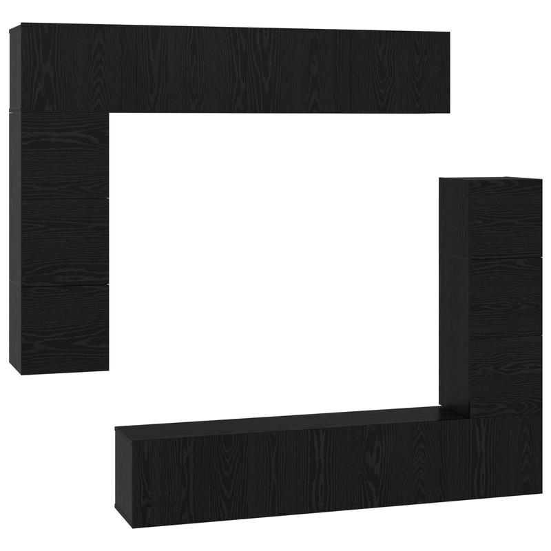 Casa si Gradina - Mobilier - Seturi de mobilier - Seturi living - Set Dulapuri TV cu raft Altele 8 pcs Stejar negru 80 x 30 x 30 cm - Infinity.ro