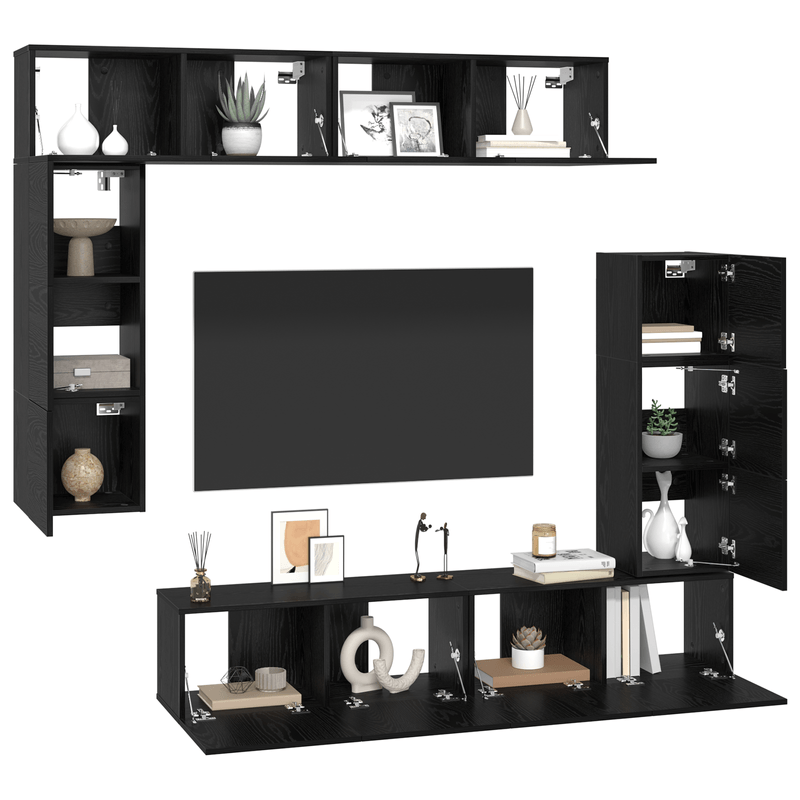 Casa si Gradina - Mobilier - Seturi de mobilier - Seturi living - Set Dulapuri TV cu raft Altele 8 pcs Stejar negru 80 x 30 x 30 cm - Infinity.ro