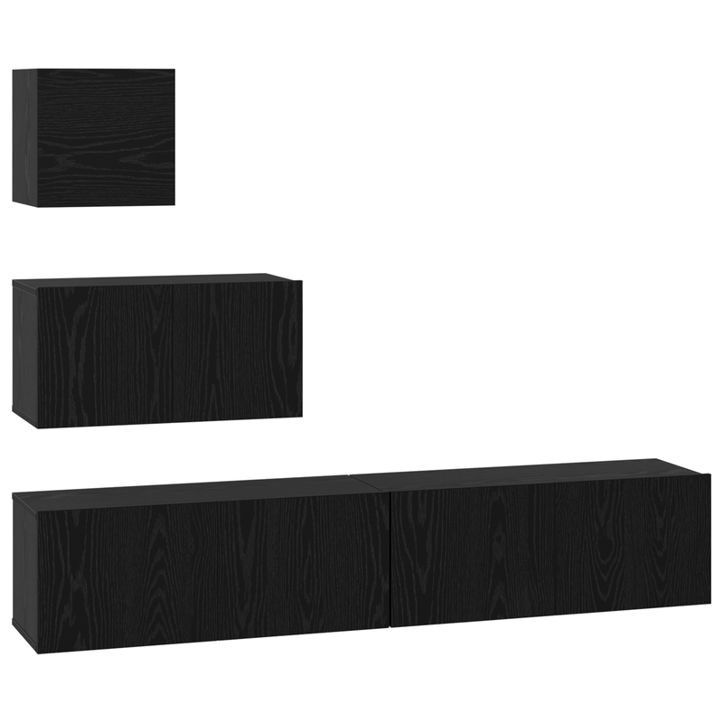 Casa si Gradina - Mobilier - Comode si corpuri - Comode - Dulap pentru TV pe Perete cu raft cu depozitare cu usa 4 pcs Stejar negru - Infinity.ro