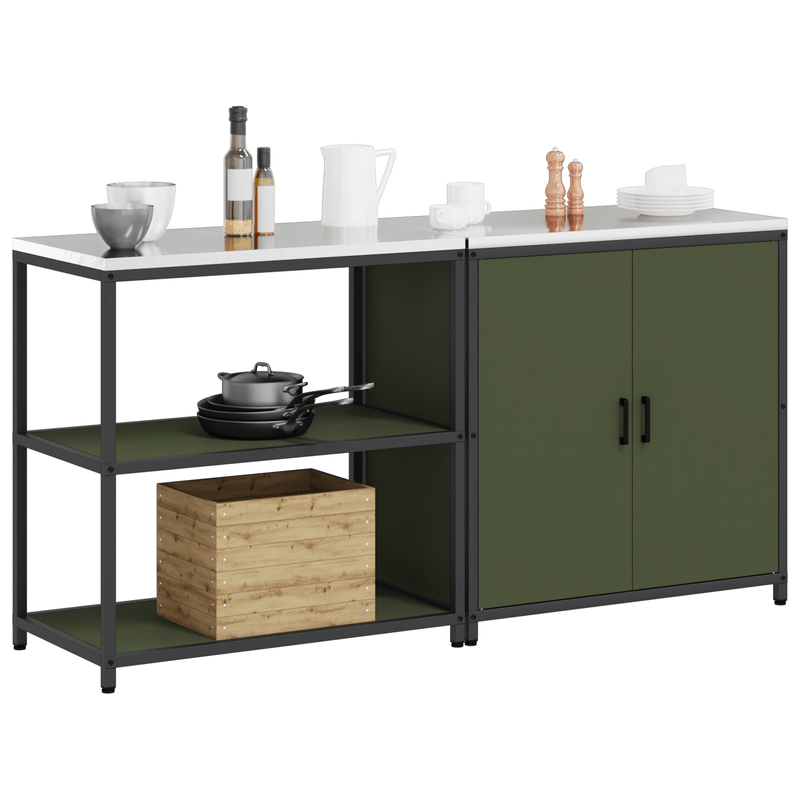 Casa si Gradina - Mobilier - Comode si corpuri - Corpuri bucatarie - Set de depozitare pentru bucatarie cu raft 2 pcs Verde masliniu - Infinity.ro