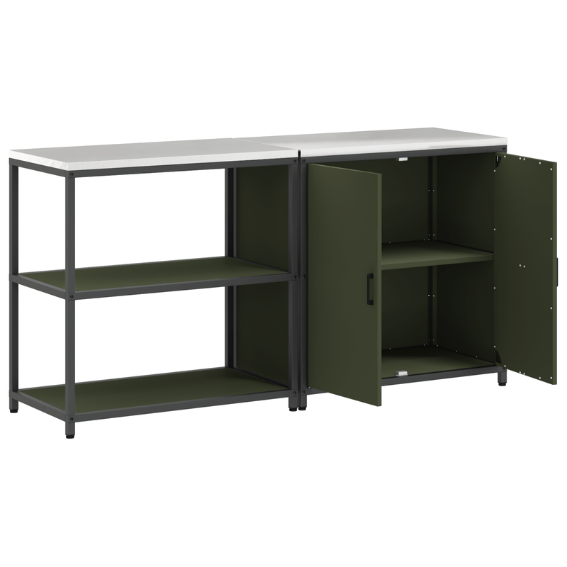 Casa si Gradina - Mobilier - Comode si corpuri - Corpuri bucatarie - Set de depozitare pentru bucatarie cu raft 2 pcs Verde masliniu - Infinity.ro