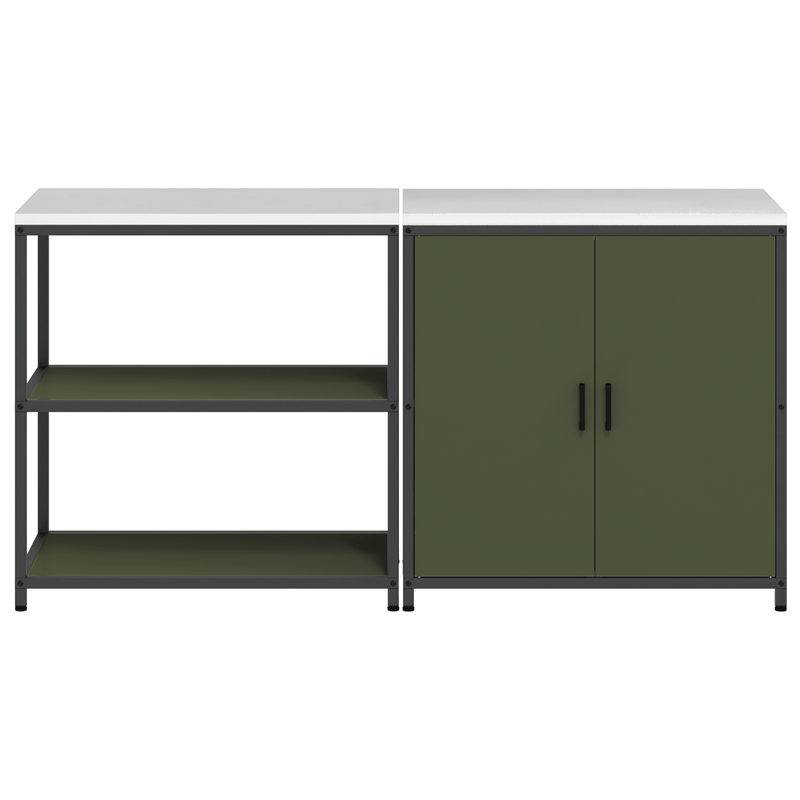 Casa si Gradina - Mobilier - Comode si corpuri - Corpuri bucatarie - Set de depozitare pentru bucatarie cu raft 2 pcs Verde masliniu - Infinity.ro