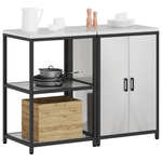 Casa si Gradina - Mobilier - Comode si corpuri - Corpuri bucatarie - Set de depozitare pentru bucatarie cu raft cu depozitare cu usa Ajustabil 2 pcs Argintiu - Infinity.ro