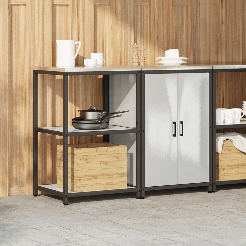 Casa si Gradina - Mobilier - Comode si corpuri - Corpuri bucatarie - Set de depozitare pentru bucatarie cu raft cu depozitare cu usa Ajustabil 2 pcs Argintiu - Infinity.ro