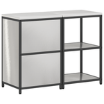 Casa si Gradina - Mobilier - Comode si corpuri - Corpuri bucatarie - Set de depozitare pentru bucatarie cu raft cu depozitare cu usa Ajustabil 2 pcs Argintiu - Infinity.ro