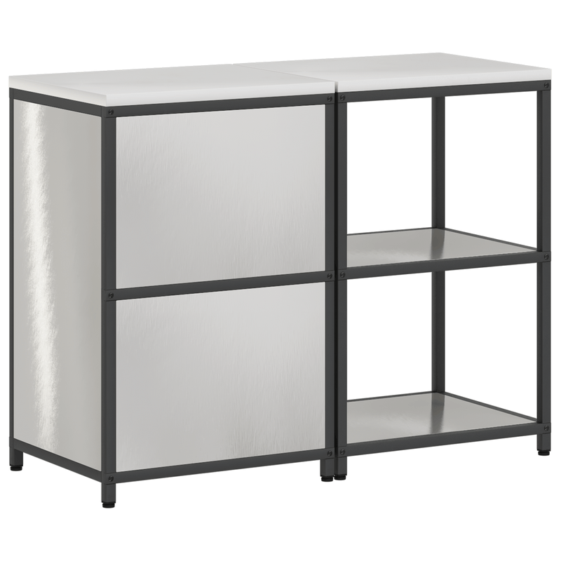 Casa si Gradina - Mobilier - Comode si corpuri - Corpuri bucatarie - Set de depozitare pentru bucatarie cu raft cu depozitare cu usa Ajustabil 2 pcs Argintiu - Infinity.ro