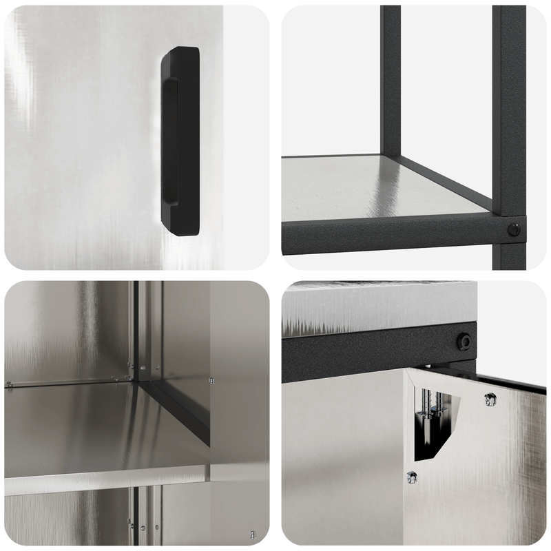 Casa si Gradina - Mobilier - Comode si corpuri - Corpuri bucatarie - Set de depozitare pentru bucatarie cu raft cu depozitare cu usa Ajustabil 2 pcs Argintiu - Infinity.ro