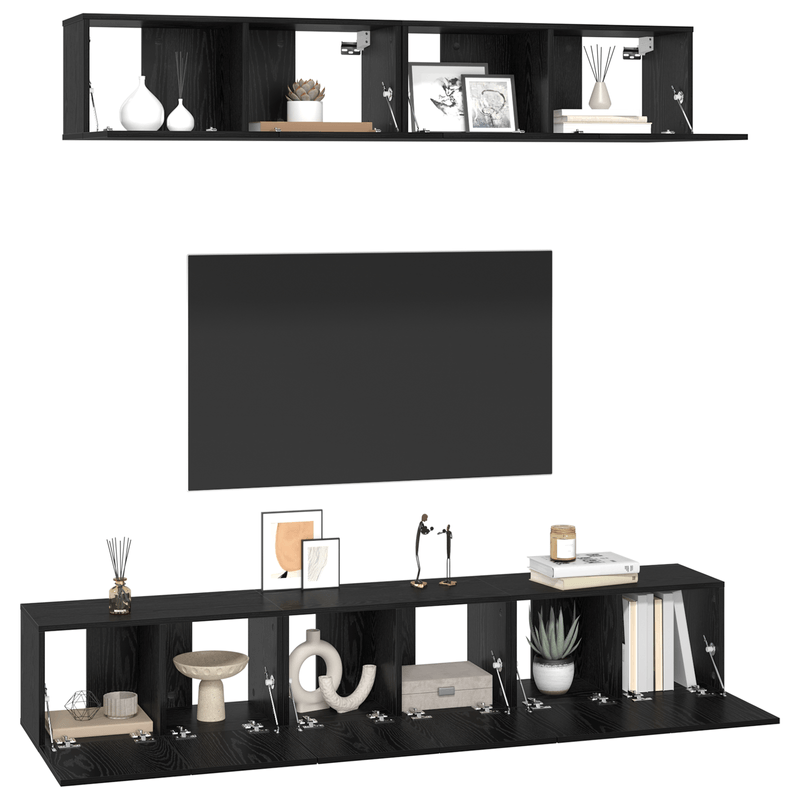 Casa si Gradina - Mobilier - Comode si corpuri - Comode - Set comoda TV 5 pcs Stejar negru 80 x 30 x 30 cm Lemn compozit - Infinity.ro