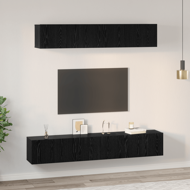 Casa si Gradina - Mobilier - Comode si corpuri - Comode - Set comoda TV 5 pcs Stejar negru 80 x 30 x 30 cm Lemn compozit - Infinity.ro