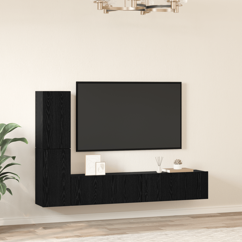 Casa si Gradina - Mobilier - Comode si corpuri - Comode - Dulap pentru TV pe Perete 4 pcs Stejar negru Lemn compozit - Infinity.ro