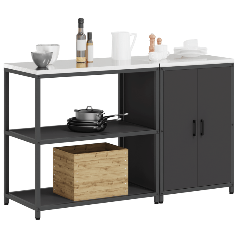 Casa si Gradina - Mobilier - Comode si corpuri - Corpuri bucatarie - Set de depozitare pentru bucatarie 2 pcs Negru 150 x 50 x 92 cm - Infinity.ro
