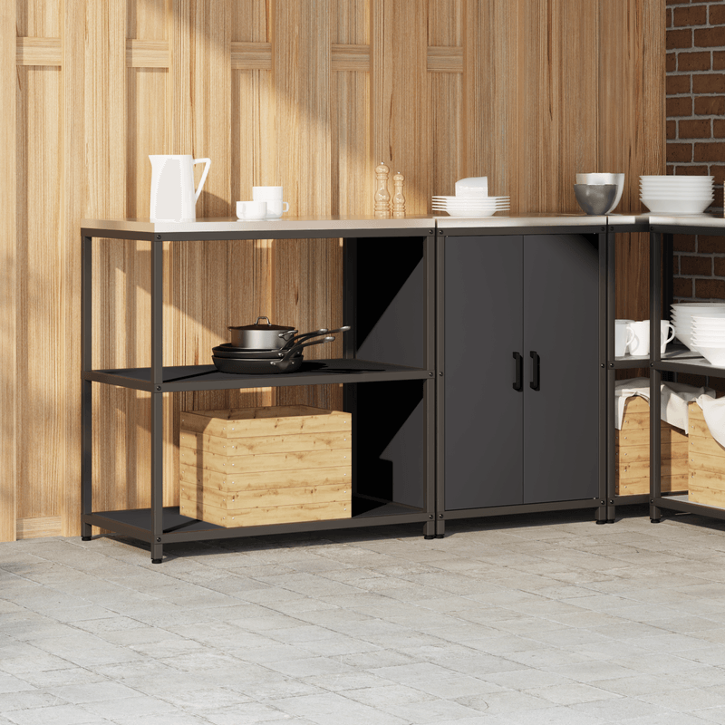 Casa si Gradina - Mobilier - Comode si corpuri - Corpuri bucatarie - Set de depozitare pentru bucatarie 2 pcs Negru 150 x 50 x 92 cm - Infinity.ro